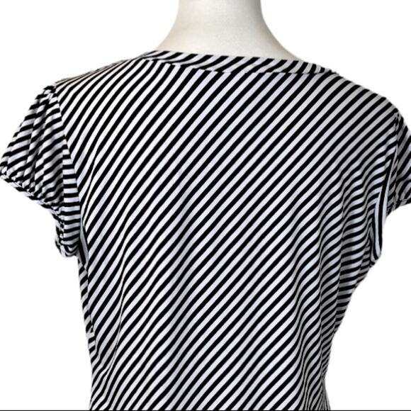 Worthington Women's Black White Diagonal Stripe Scoop Neck Career Top Size Large - Picture 8 of 10